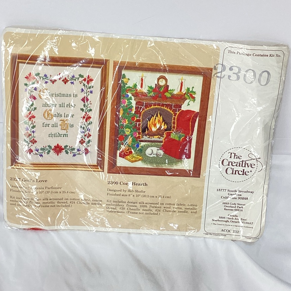 The Creative Circle Needlework Embroidery Holiday Kit 2300 Cozy Hearth